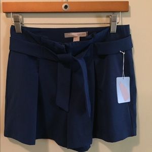 Navy Blue Paperbag Tie Waist Belt Shorts Forever21